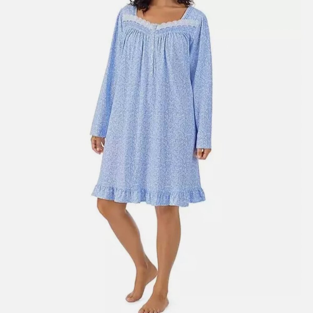 Eileen West Cotton Floral Nightgown Ruffle - Small